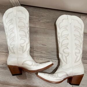 Shyanne high desert Leather Cowboy Western Boots 8.5 white snip toe $249